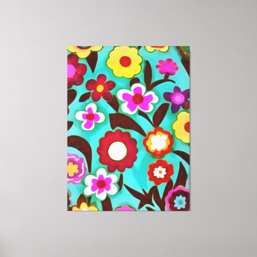 Farbenfrohe Groovy Seventies Abstrakt Leinwanddruck (Vorderseite)