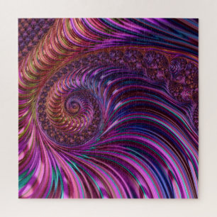 Farbenfrohe Groovy Trippy Funky Spiry Fraktal Art Puzzle
