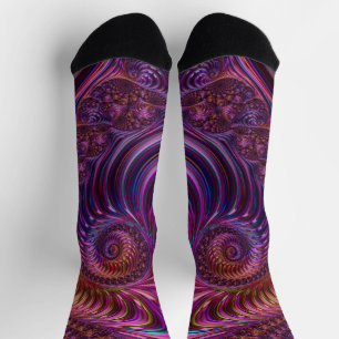 Farbenfrohe Groovy Trippy Funky Spiry Fraktal Art Socken