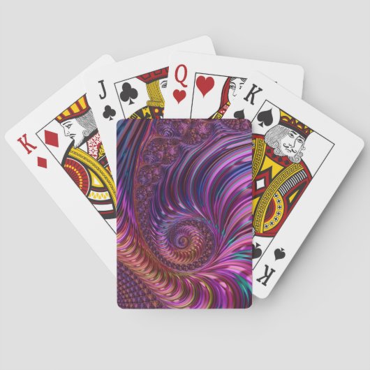 Farbenfrohe Groovy Trippy Funky Spiry Fraktal Art Spielkarten (Rückseite)