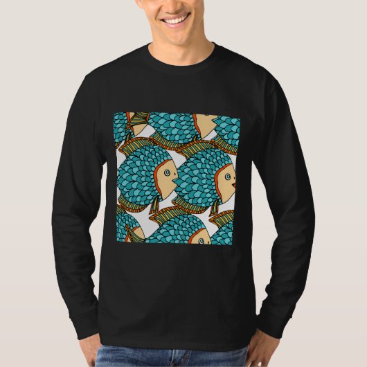 Farbenfrohe große blaue Fische T-Shirt (Vorderseite)