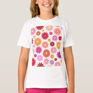 Farbenfrohe große Blütenmuster T-Shirt