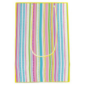 Farbenfrohe große Pastellstreifen Niedliches Oster Mittlere Geschenktüte (Rückseite)