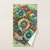 Farbenfrohe grüne Abstrakt Doodle Art Set (Handtuch)