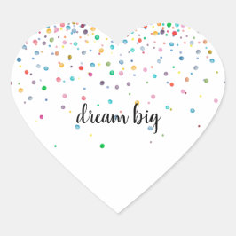 Farbenfrohe grüne blaue gelbe Konfetti-Punkte Herz-Aufkleber