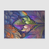 Farbenfrohe grüne blaurosa Blumendarstellung Seidenpapier (Vorderseite)