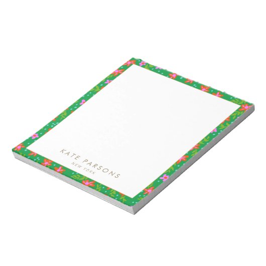 Farbenfrohe grüne Blumenmuster Notepad Notizblock (Rotiert)