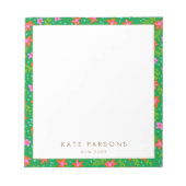 Farbenfrohe grüne Blumenmuster Notepad Notizblock (Vorderseite)