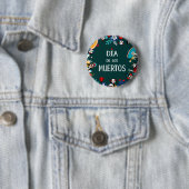 Farbenfrohe grüne Dia de los Muertos Lebenslauf Button (Beispiel)