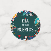 Farbenfrohe grüne Dia de los Muertos Lebenslauf Konfetti (Klein Vorderseite)