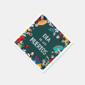Farbenfrohe grüne Dia de los Muertos Lebenslauf Serviette (Ecke)