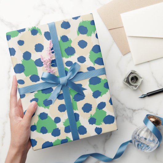 Farbenfrohe grüne Geparden-Monogramm Geschenkpapier (Schenken)