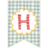 Farbenfrohe grüne Gingham 1. Geburtstag Wimpelkette (Zweite Fahne)