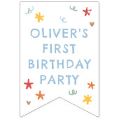 Farbenfrohe grüne Gingham 1. Geburtstag Wimpelkette (Erste Fahne)