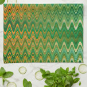 Farbenfrohe grüne Orange Zigzag Muster Geschirrtuch (Gefaltet)