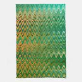 Farbenfrohe grüne Orange Zigzag Muster Geschirrtuch (Vertikal)