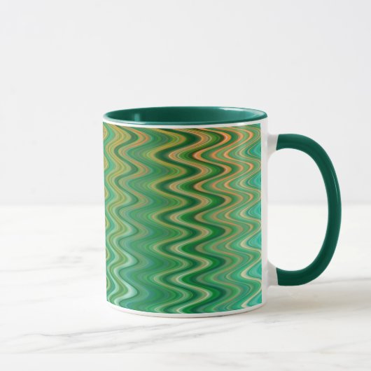 Farbenfrohe grüne Orange Zigzag Muster Tasse (Rechts)
