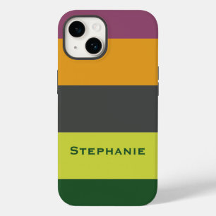 Farbenfrohe grüne orangebraune abstrakte Streifen Case-Mate iPhone 14 Hülle