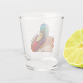 Farbenfrohe grüne PopArt Mallard Digital Design Schnapsglas (Rückseite)