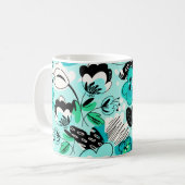 Farbenfrohe grüne Splashy Oversified Abstrakt Flor Kaffeetasse (Vorderseite Links)