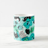 Farbenfrohe grüne Splashy Oversified Abstrakt Flor Kaffeetasse (Mittel)