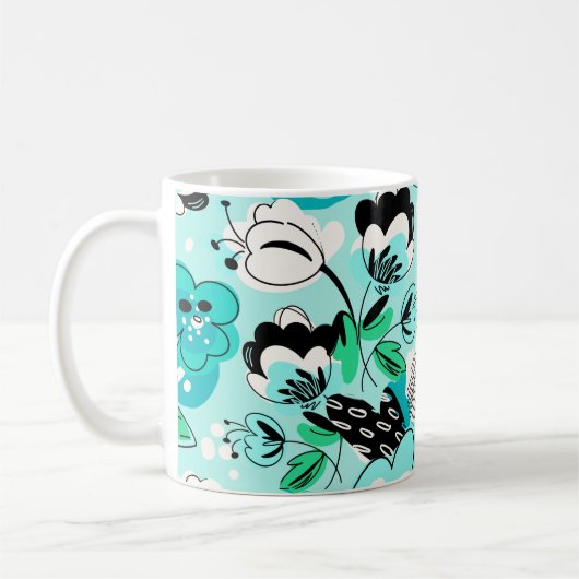Farbenfrohe grüne Splashy Oversified Abstrakt Flor Kaffeetasse (Links)