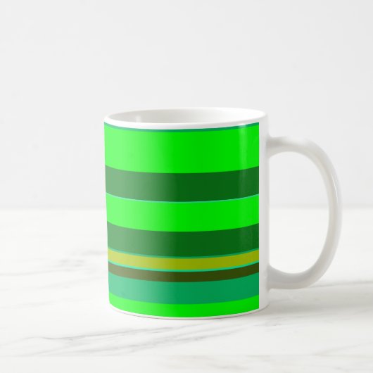 Farbenfrohe grüne Streifen, individuelles Designmu Kaffeetasse (Rechts)