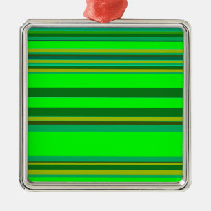 Farbenfrohe grüne Streifen, individuelles Designmu Ornament Aus Metall