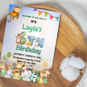 Farbenfrohe grüne und blaue Safari Thema 6. Geburt Einladung