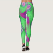 Farbenfrohe grüne und pfirsichfarbene Fraktal Leggings (Rückseite)