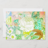Farbenfrohe grüne VINTAGE FLORAL Einladung (Rückseite)