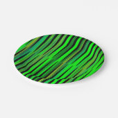 Farbenfrohe grüne Weihnachten Zig Zag Muster Pappteller (Schrägansicht)