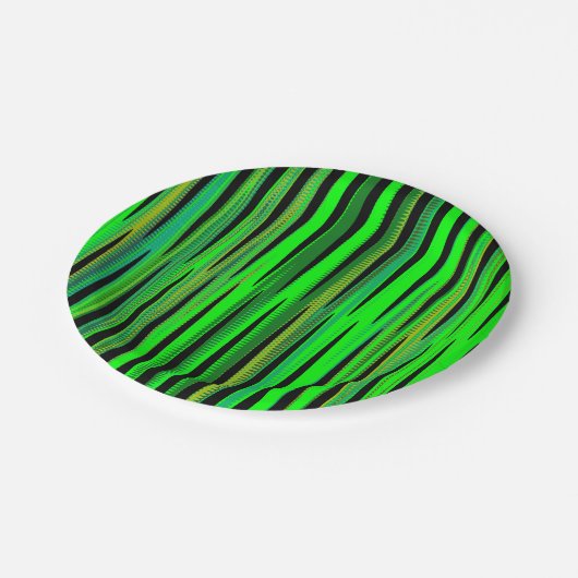 Farbenfrohe grüne Weihnachten Zig Zag Muster Pappteller (Schrägansicht)