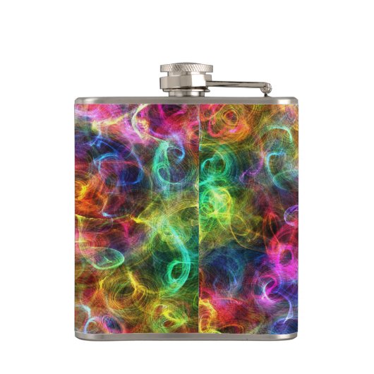 Farbenfrohe Grunge Random Wirbel Flachmann (Rückseite)