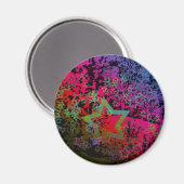 Farbenfrohe Grungy Star Design Magnet (Vorderseite/Rückseite)