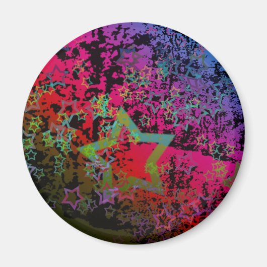 Farbenfrohe Grungy Star Design Magnet (Vorne)