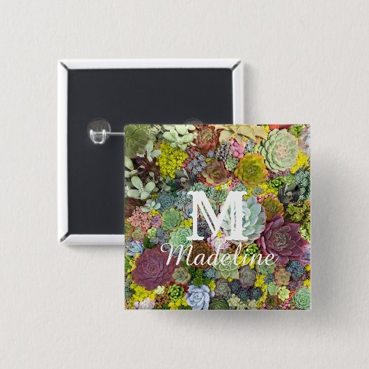 Farbenfrohe Grünpflanzen Sukkulente Button (Vorne & Hinten)