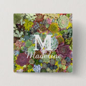 Farbenfrohe Grünpflanzen Sukkulente Button (Vorderseite)