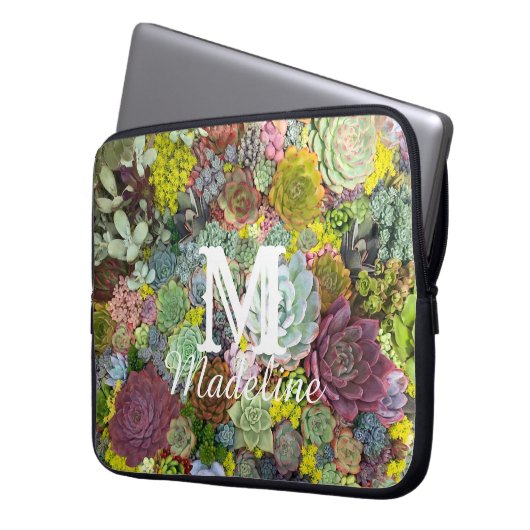 Farbenfrohe Grünpflanzen Sukkulente Laptopschutzhülle (Vorderseite Links)