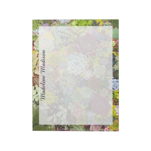 Farbenfrohe Grünpflanzen Sukkulente Notizblock (Rotiert)