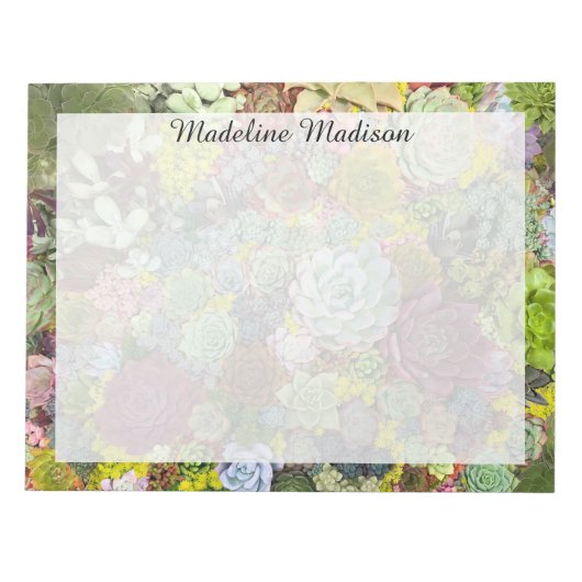 Farbenfrohe Grünpflanzen Sukkulente Notizblock (Vorderseite)