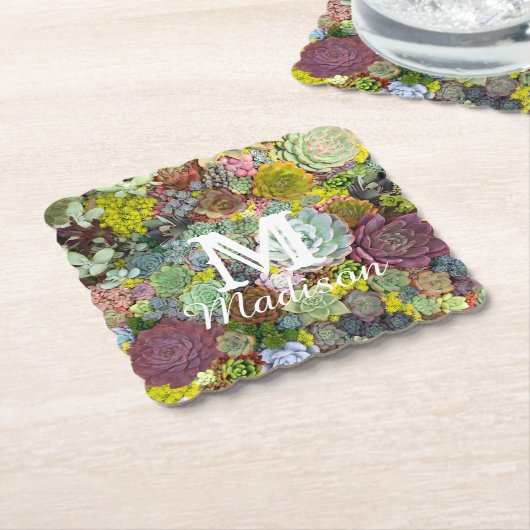 Farbenfrohe Grünpflanzen Sukkulente Untersetzer (angewinkelt)