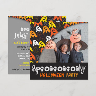 Farbenfrohe Gruselige Geister Kinder Halloween Fot Einladung