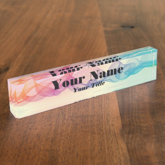 Farbenfrohe Guilloche Lines Namensplakette (Seite)