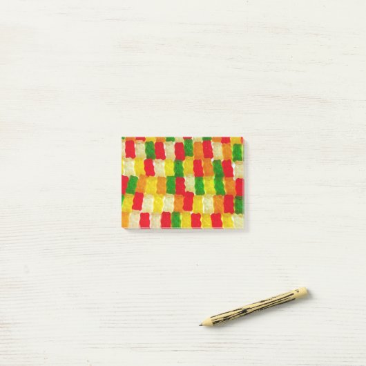 Farbenfrohe Gummi Bärenkuchen Post-it Klebezettel (Auf Schreibtisch)