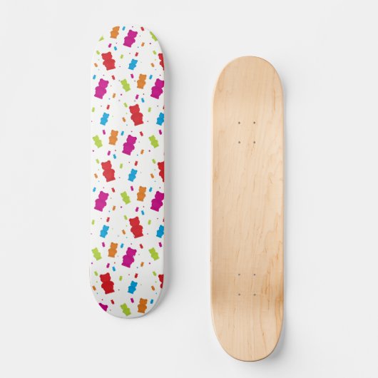 Farbenfrohe Gummibären-Punktmuster Skateboard (Vorderseite)
