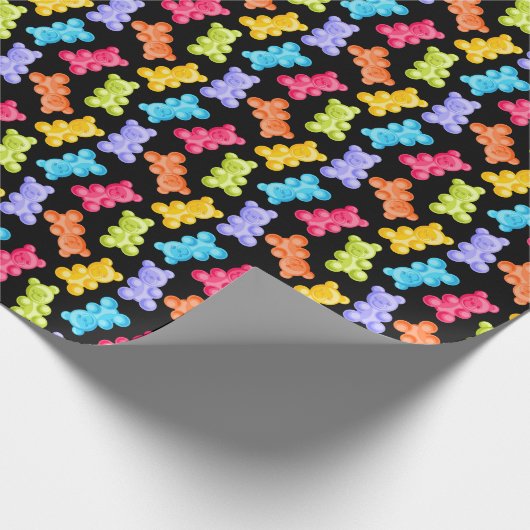 Farbenfrohe Gummicreme-Bären Geschenkpapier (Ecke)