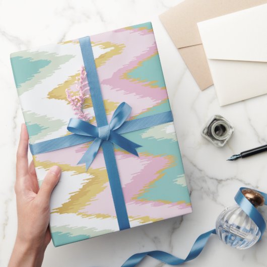 Farbenfrohe, gürtelige Kat-Zickzack Tribal-Muster Geschenkpapier (Schenken)