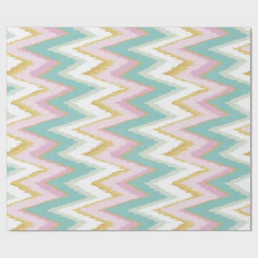 Farbenfrohe, gürtelige Kat-Zickzack Tribal-Muster Geschenkpapier (Flach)