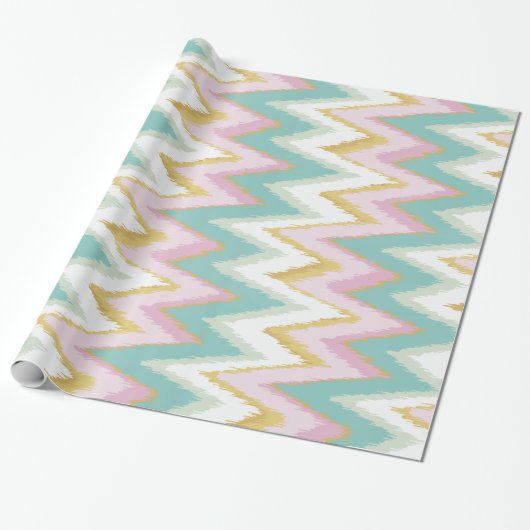 Farbenfrohe, gürtelige Kat-Zickzack Tribal-Muster Geschenkpapier (Ungerollt)